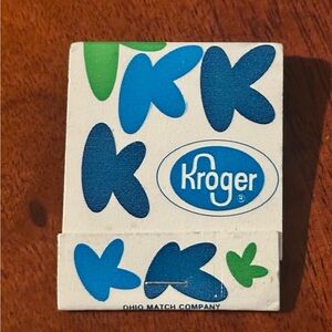 Vintage Matchbook Kroger Grocery Supermarket Big K Soft Drinks Thrifty Blue